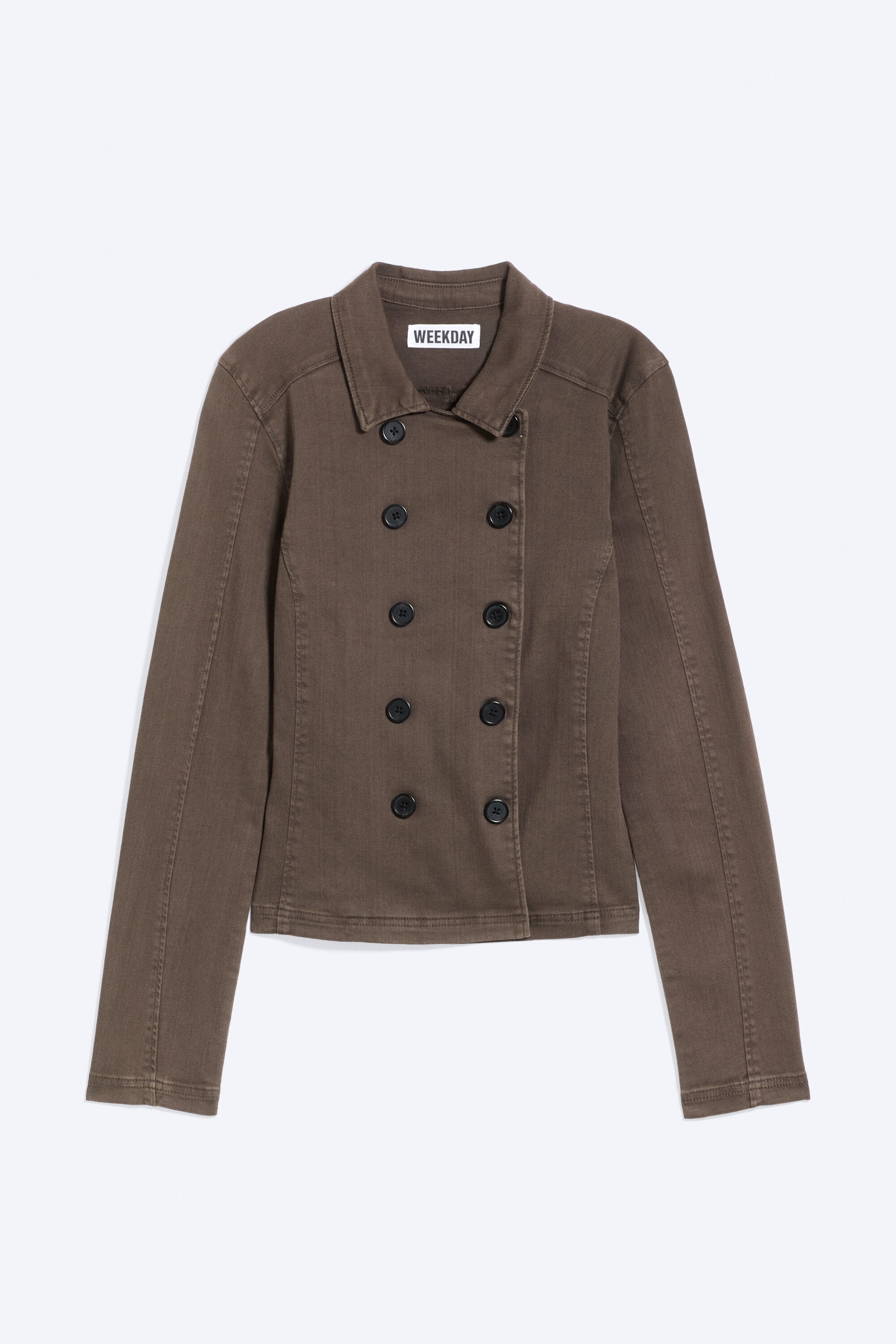 Dark Brown - Fitted Double-Breasted Cotton Twill Jacket - 5
