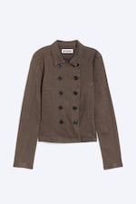 Dark Brown - Fitted Double-Breasted Cotton Twill Jacket - 5