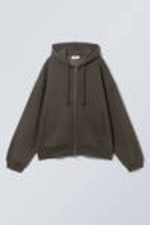 Dark Grey - Boxy Heavy Zip Hoodie - 0
