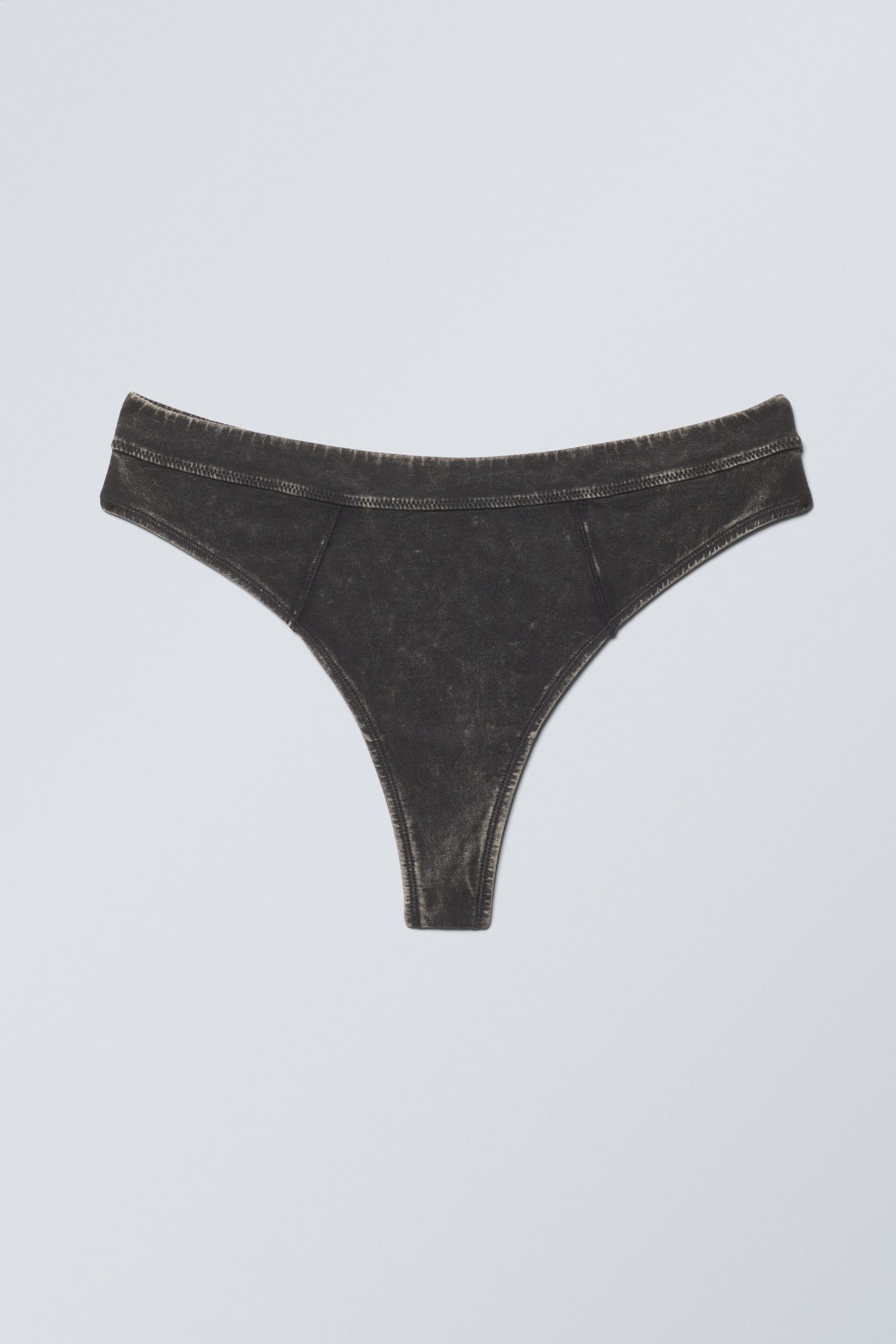 Bleach Washed Black - Miley Washed Cotton Thong - 1