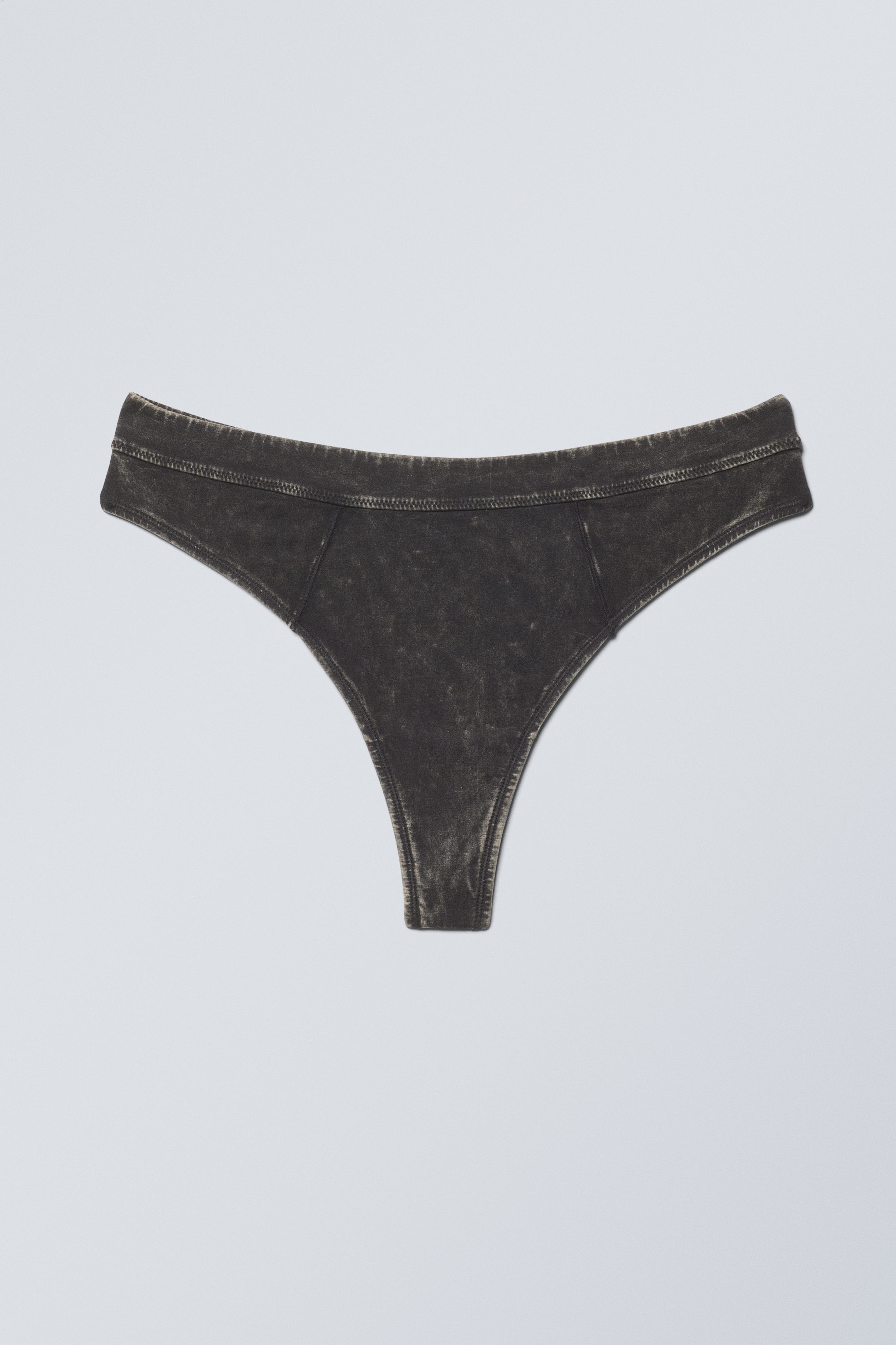Bleach Washed Black - Tanga aus gewaschener Baumwolle Miley - 0