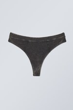Bleach Washed Black - Tanga aus gewaschener Baumwolle Miley - 0