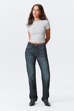 Deep Sea Blue - Dark Blue - Laika Mid Rise Regular Straight Leg Jeans - 0