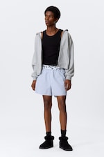 Weiß - Blaue Streifen - Boxer-Pyjamashorts - 2