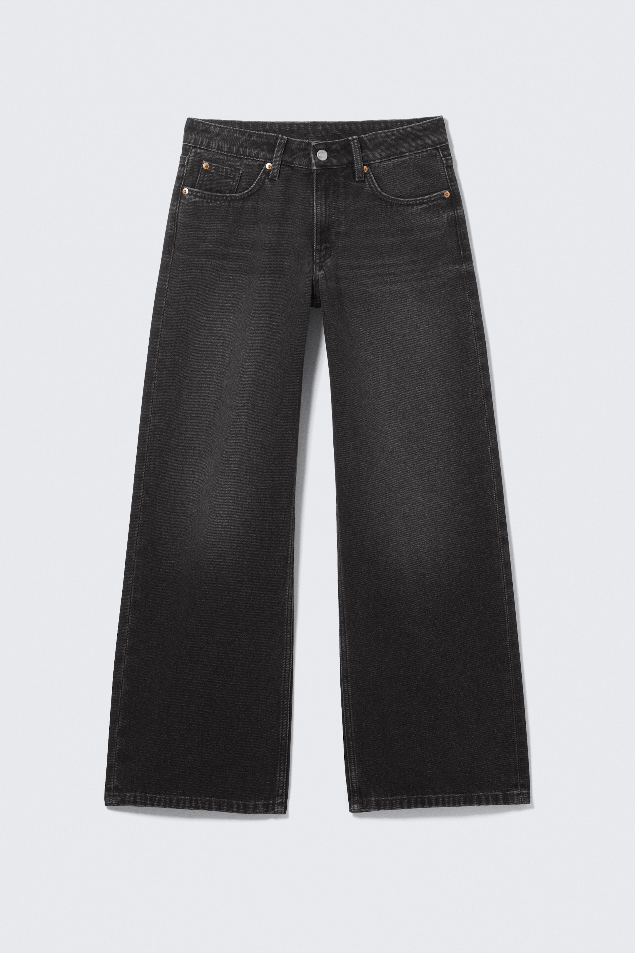 Se større billede: Imoo lavtaljede loose jeans med vide ben - Forvasket sort - DAME | H&M DK 6