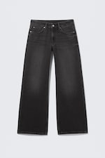 Washed Black - Imoo Low Rise Loose Wide Leg Jeans - 5