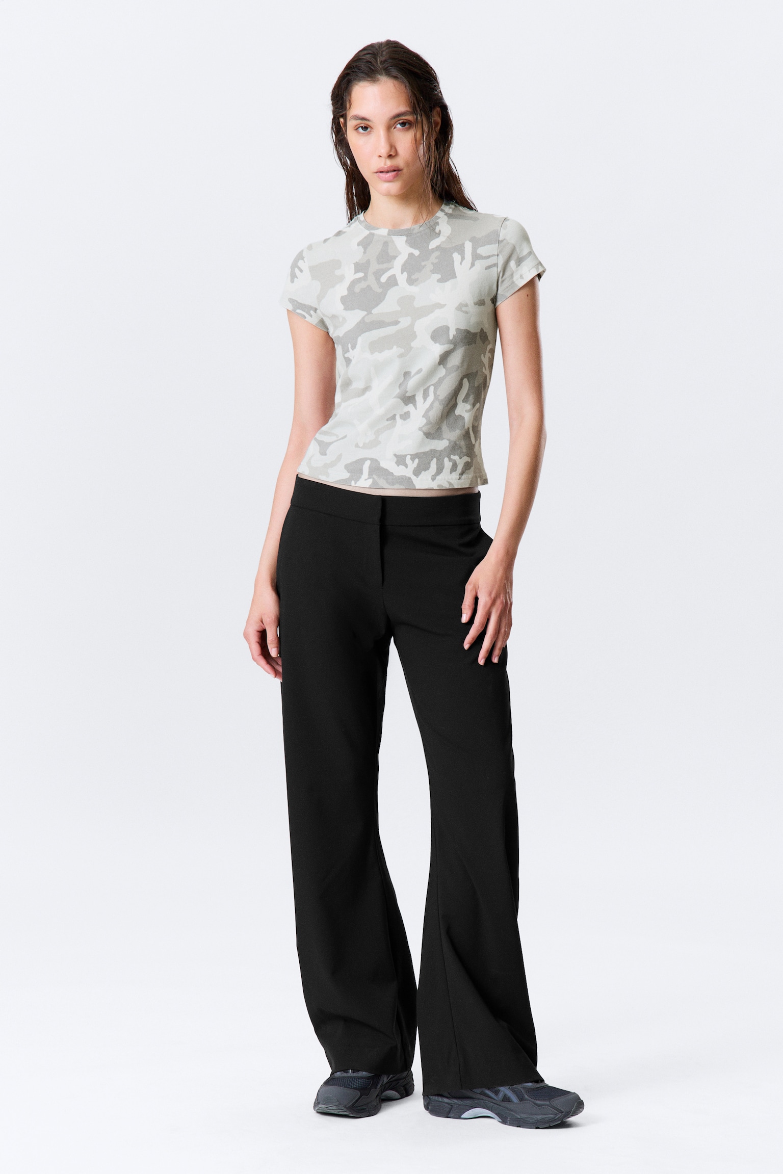 Boxy Printed Short-Sleeved T-shirt - White - Camo - 1