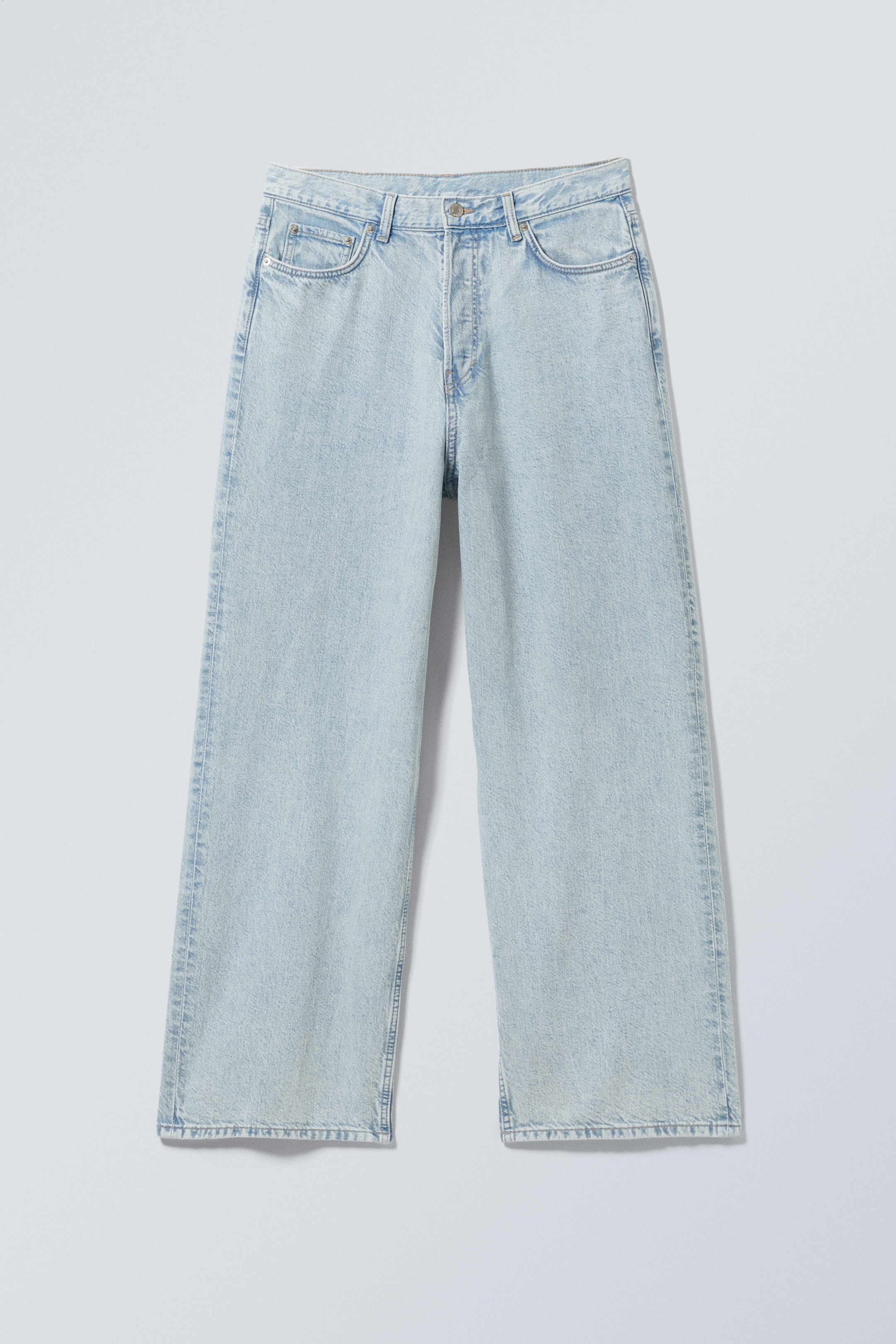 Snow Blue - Light Blue - Astro Mid Rise Loose Baggy Leg Unisex Jeans - 1