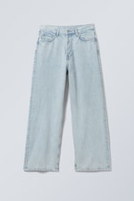 Snow Blue - Light Blue - Astro Mid Rise Loose Baggy Leg Unisex Jeans - 0