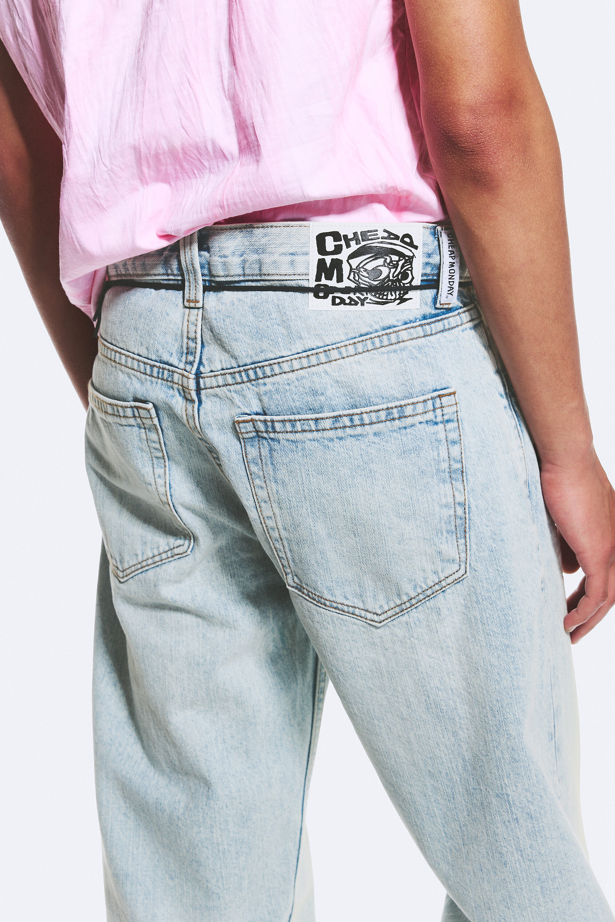 anti unisex low waist regular straight jeans - Light Blue | Cheap