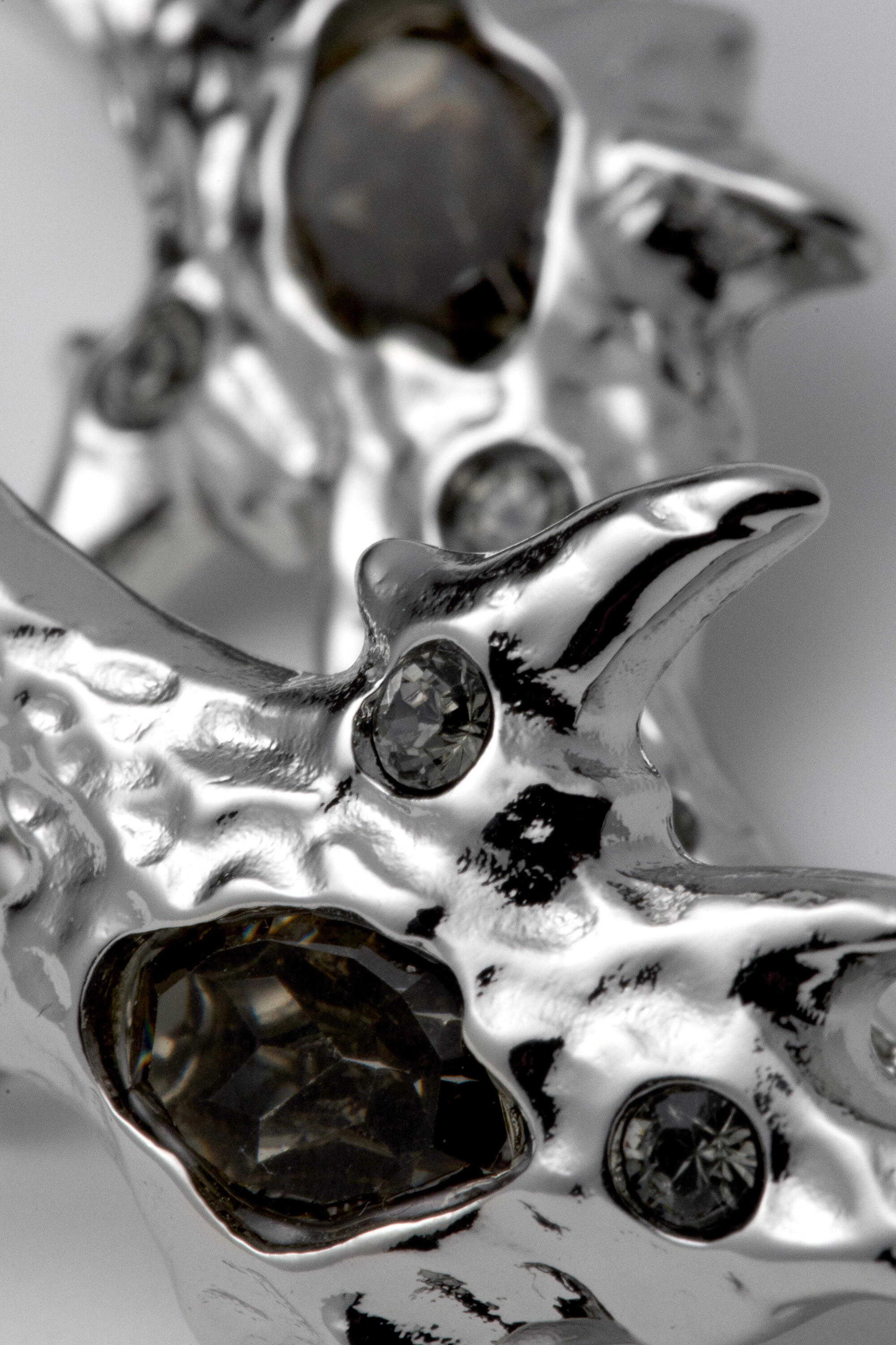 Silver - Sculptural textured earrings - 3