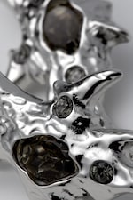 Silver - Sculptural textured earrings - 2