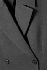 Dark Grey Melange - Fitted Double-Breasted Blazer - 5