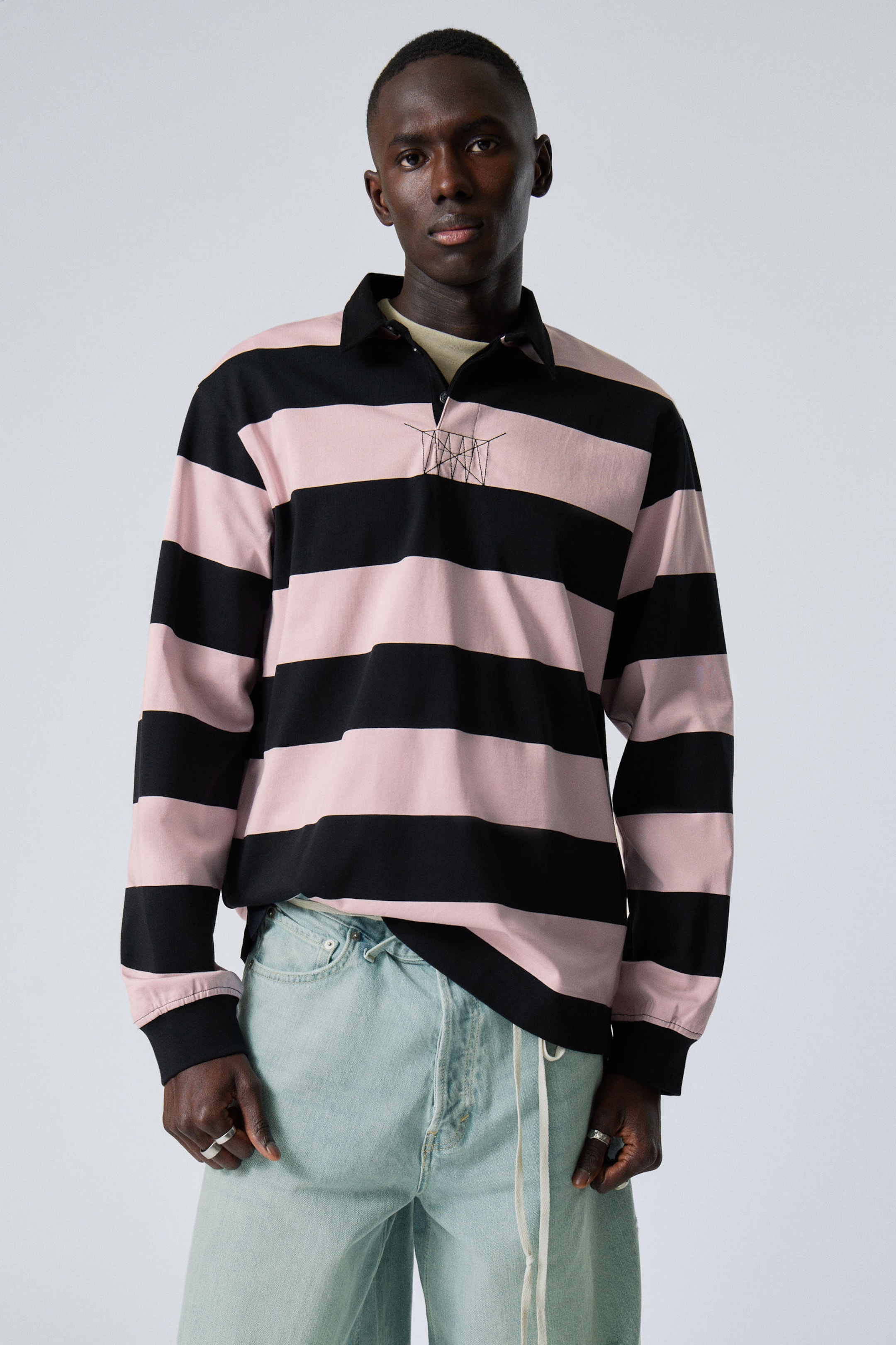 #D4BCCE - Striped Relaxed Fit Rugby Shirt - 2