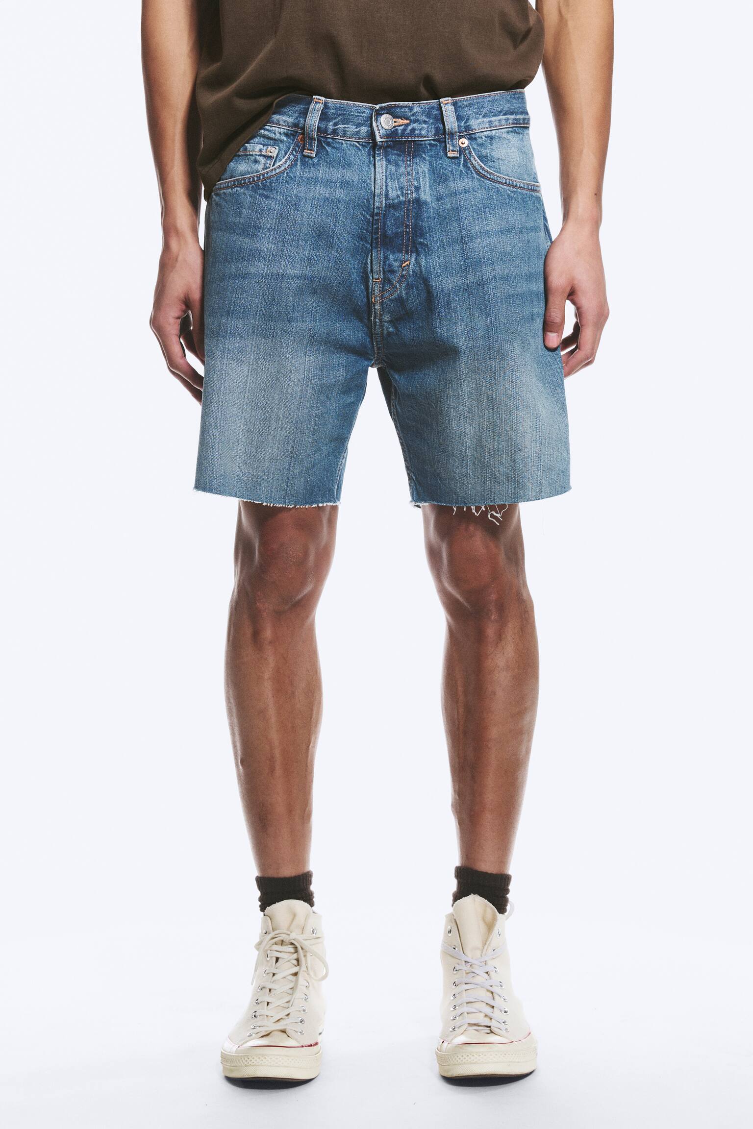 Space - Relaxte, mittellange Denim-Shorts-Radio Blue - Mittelblau - 5