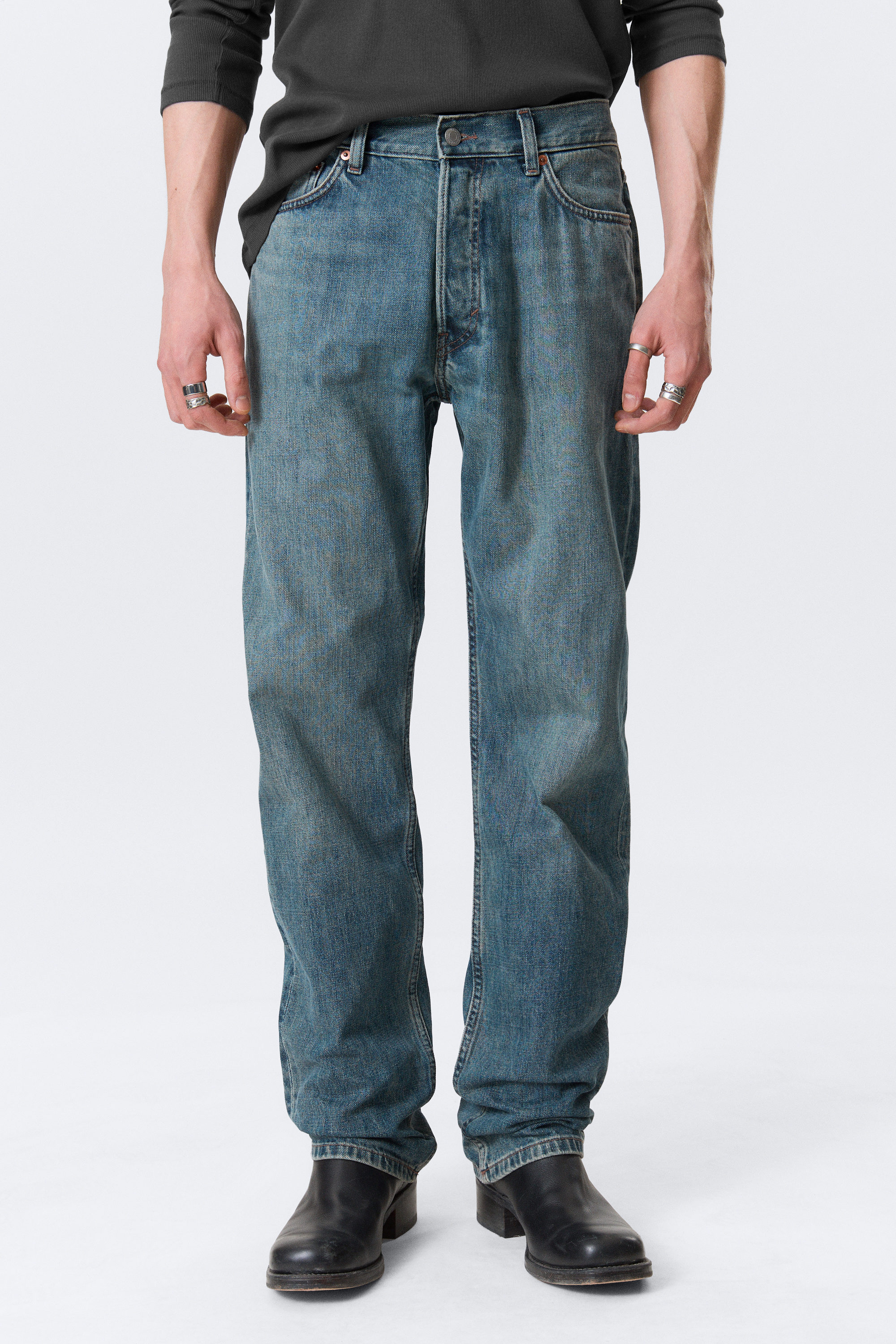 Second Blue - Medium Blue - Space Relaxed Straight Leg Jeans - 2