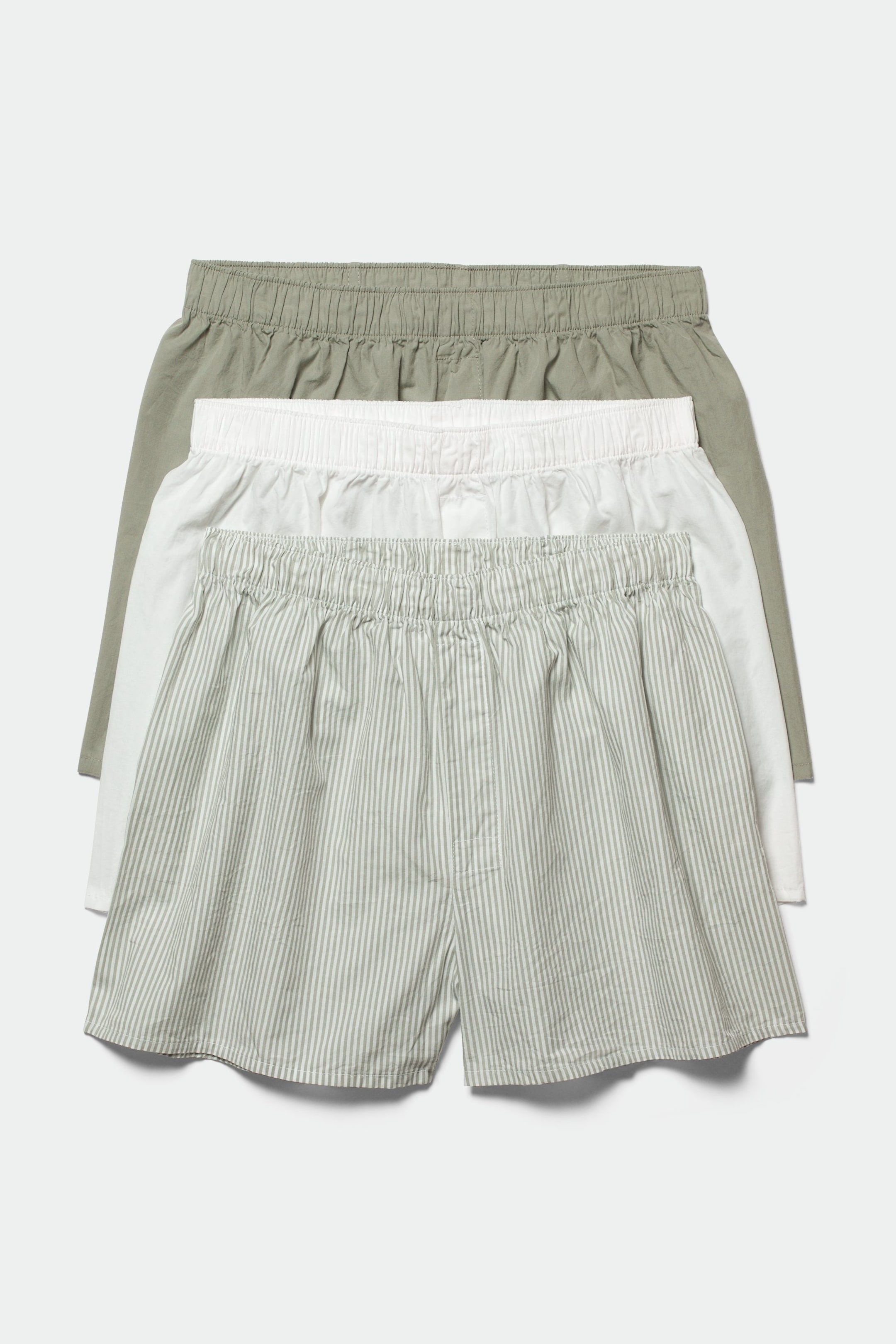 Khaki/Weiß/Nadelstreifen - 3er-Pack Boxershorts - 0