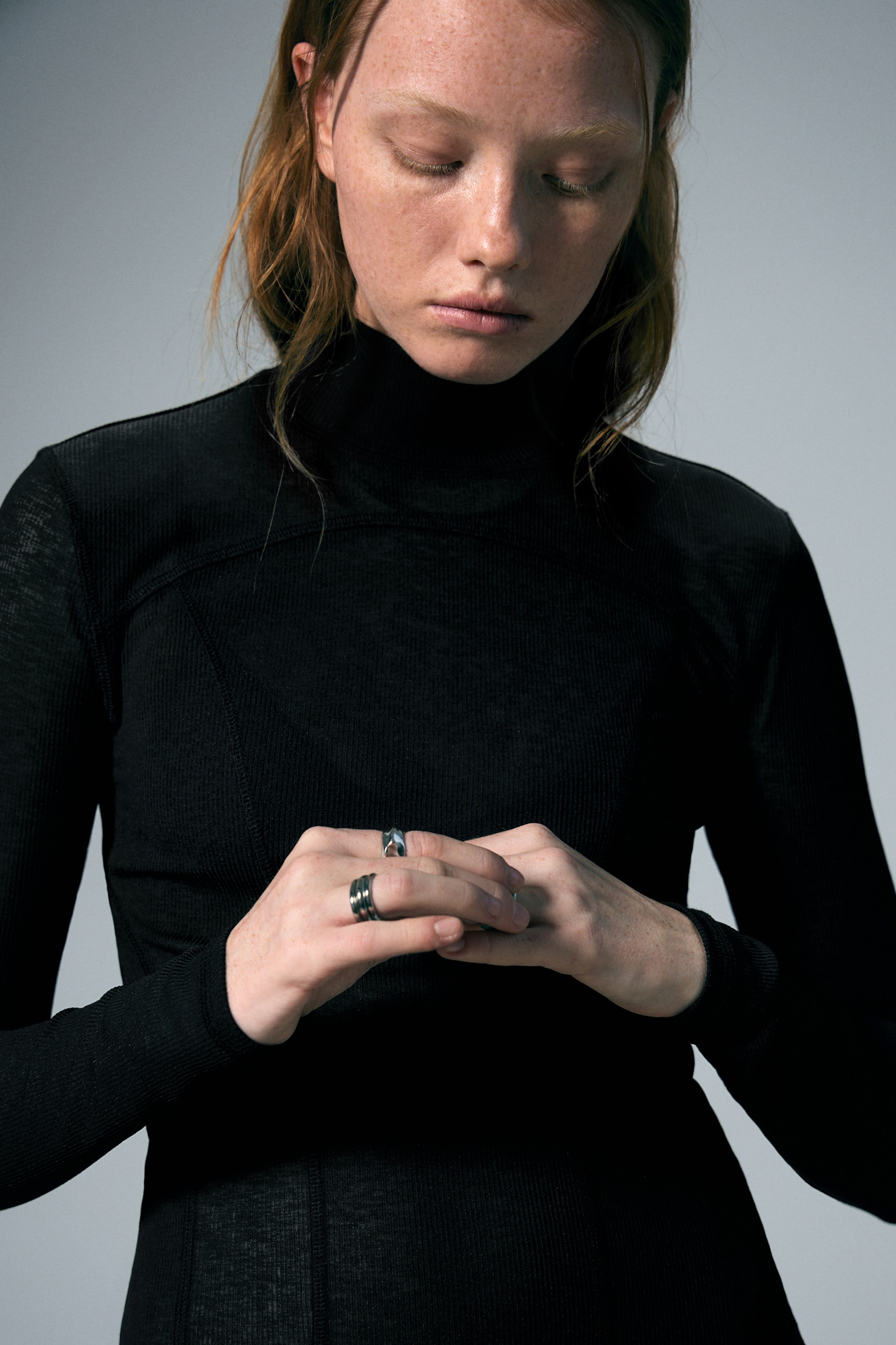 Agrandir l'image: Haut à col montant en mesh à manches longues - Noir - FEMME | H&M BE 1