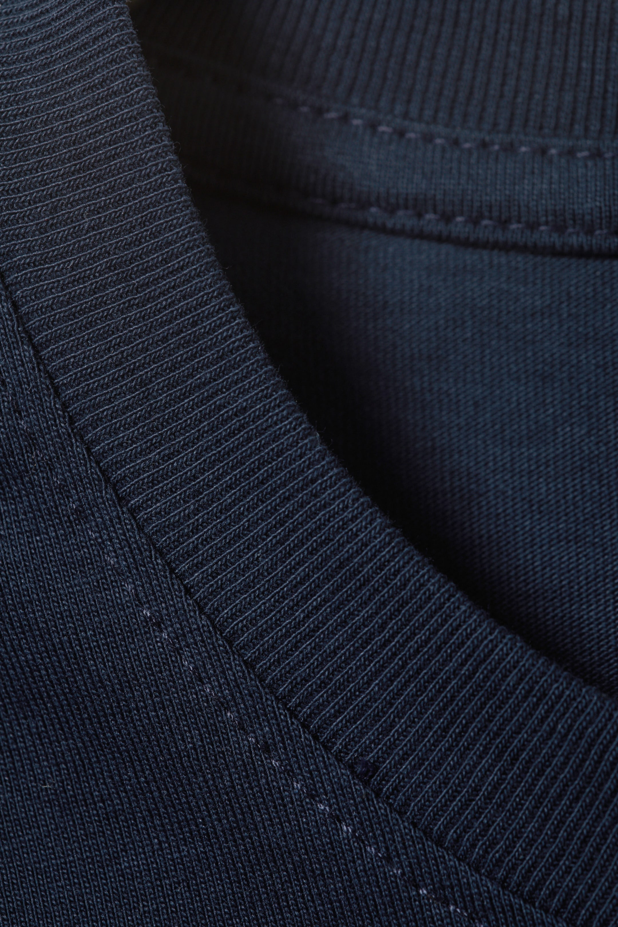 Navy Blue - Long-Sleeved Boxy Cotton T-shirt - 1