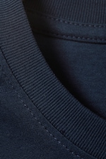 Navy Blue - Long-Sleeved Boxy Cotton T-shirt - 1