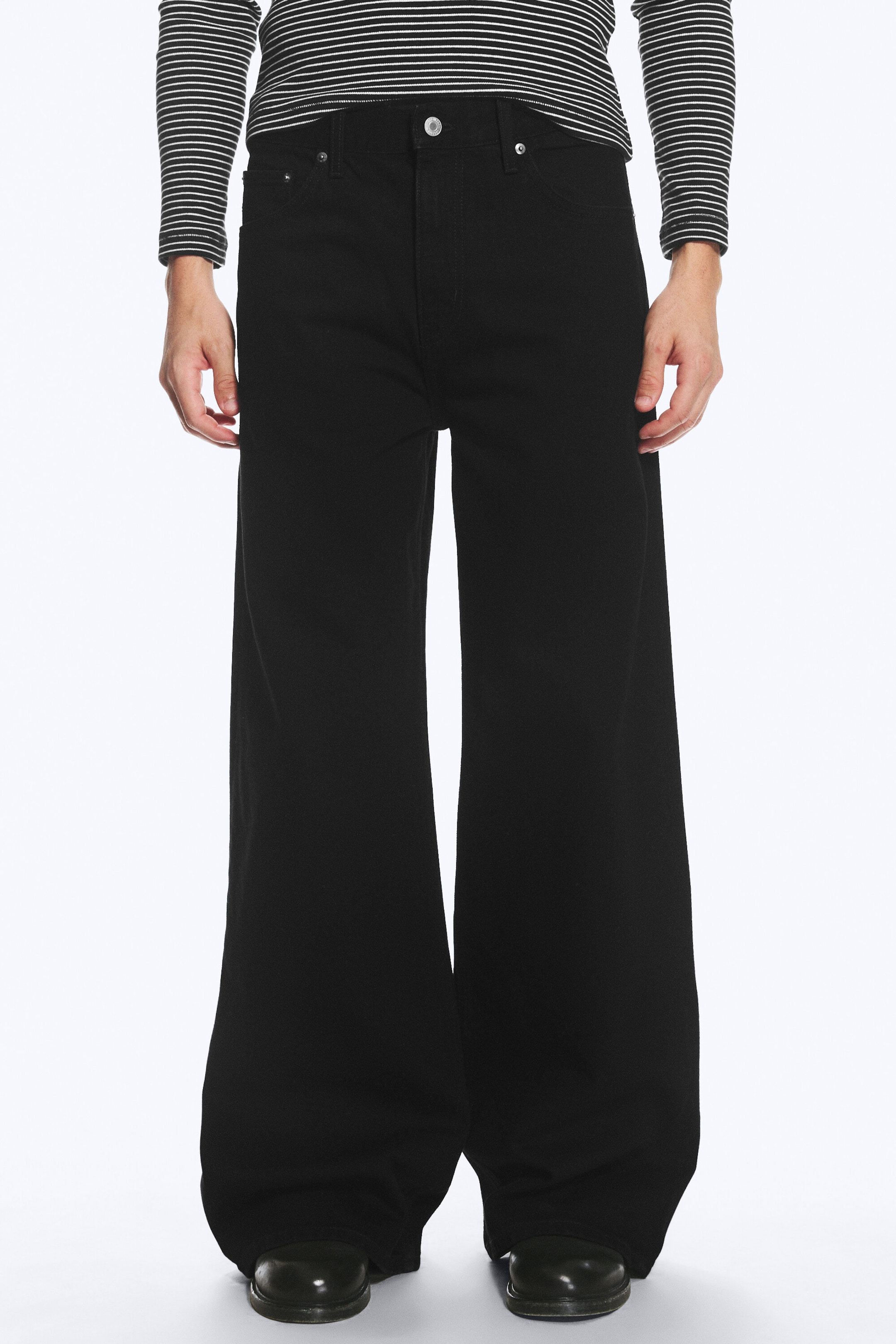 Schwarz - Solar Regular Waist Loose Wide Unisex Jeans - 2