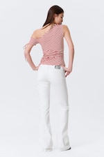 Rayures rouge/blanc - Haut asymétrique froncé - 4