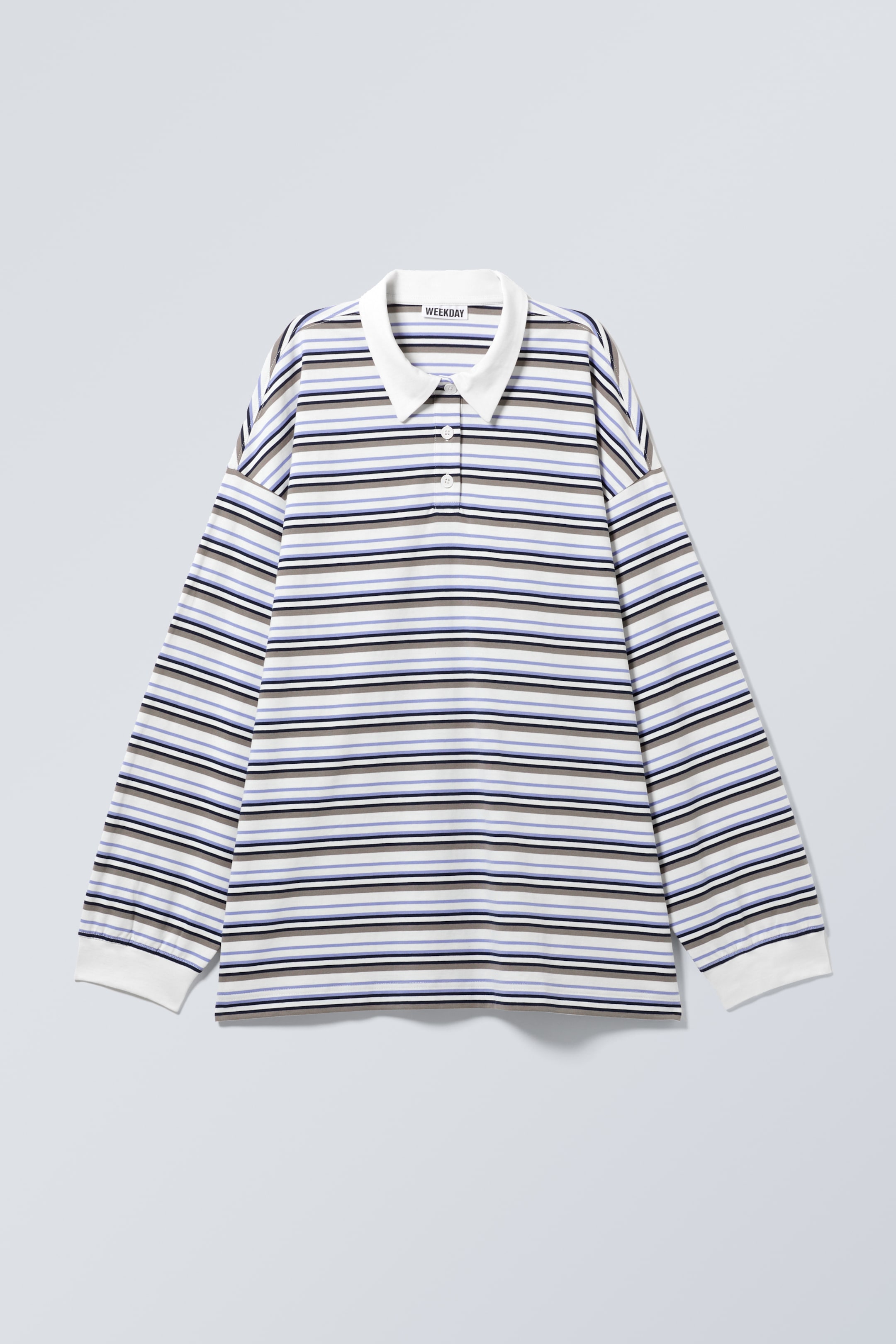 Agrandir l'image: Polo oversize rayé - Rayures bleu et beige - FEMME | H&M CH 1