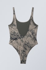 Graubraun - Scribble-Design - Bedruckter Badeanzug mit U-Ausschnitt - 18