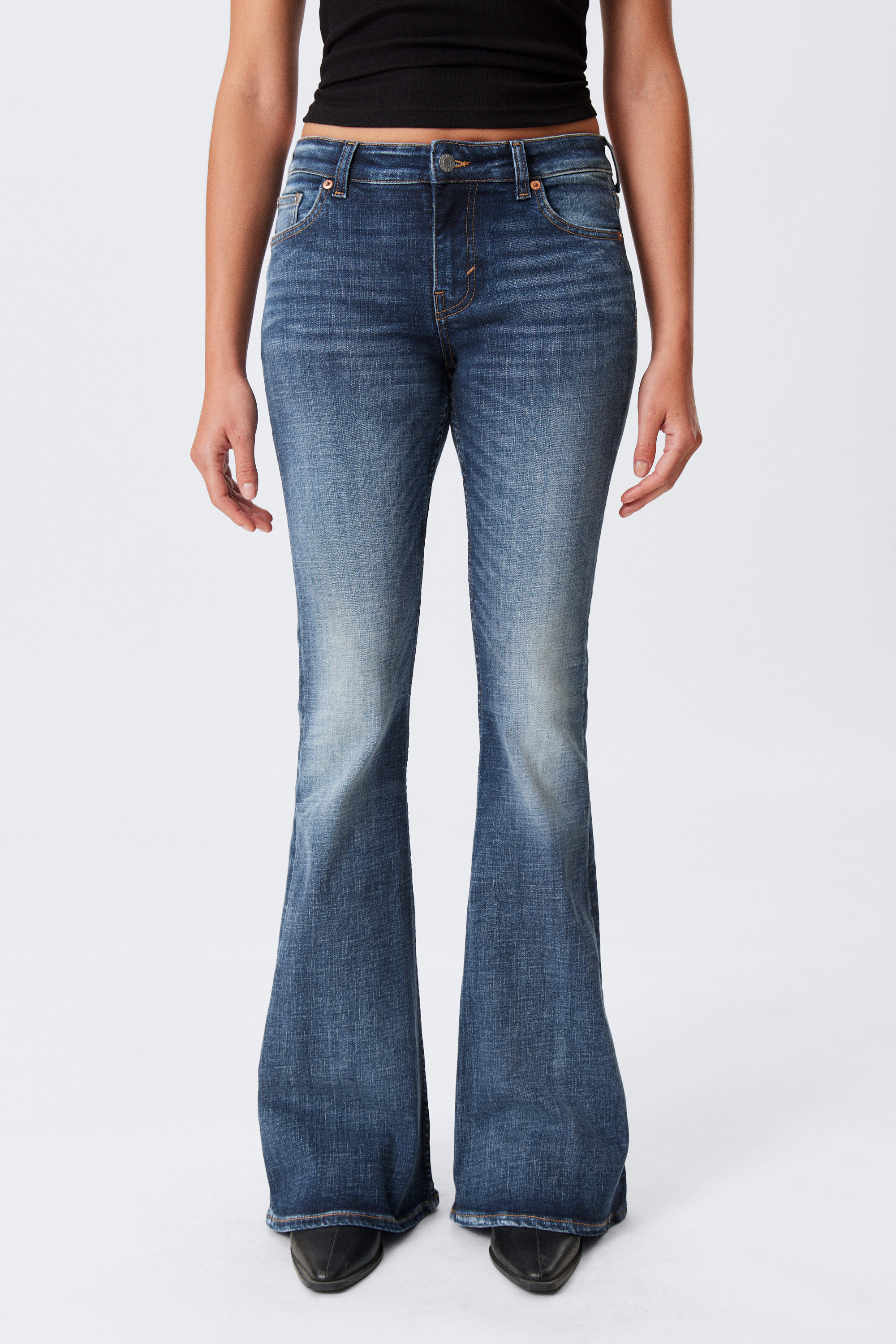 Board Blue - Medium Blue - Katsumi Low Rise Slim Flared Leg Jeans - 2