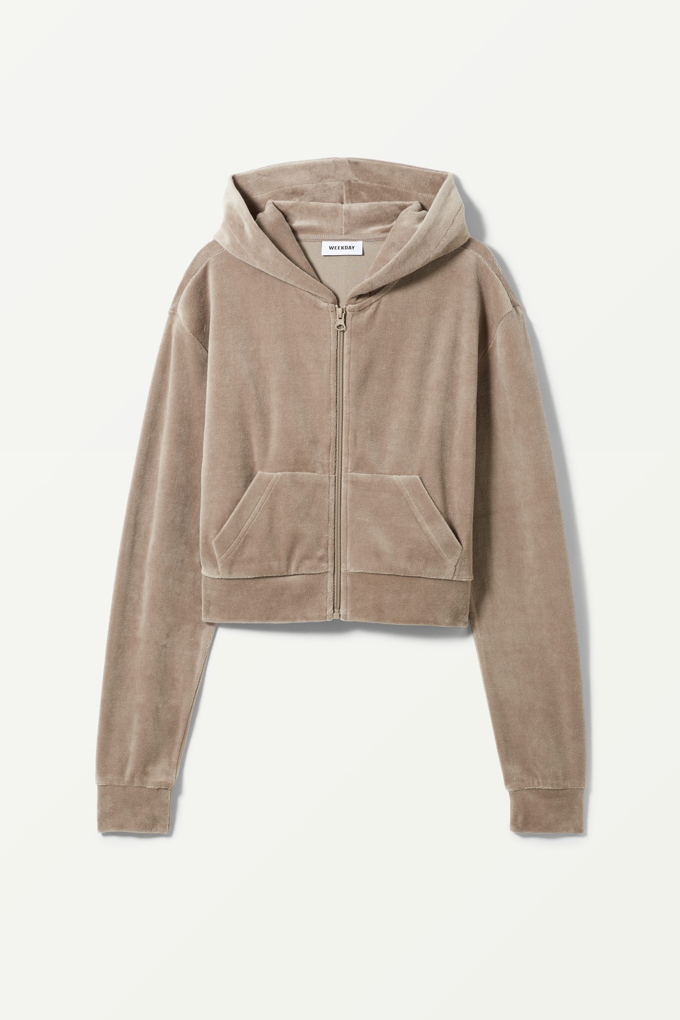 Beige - Juno Velour Zip Hoodie - 0