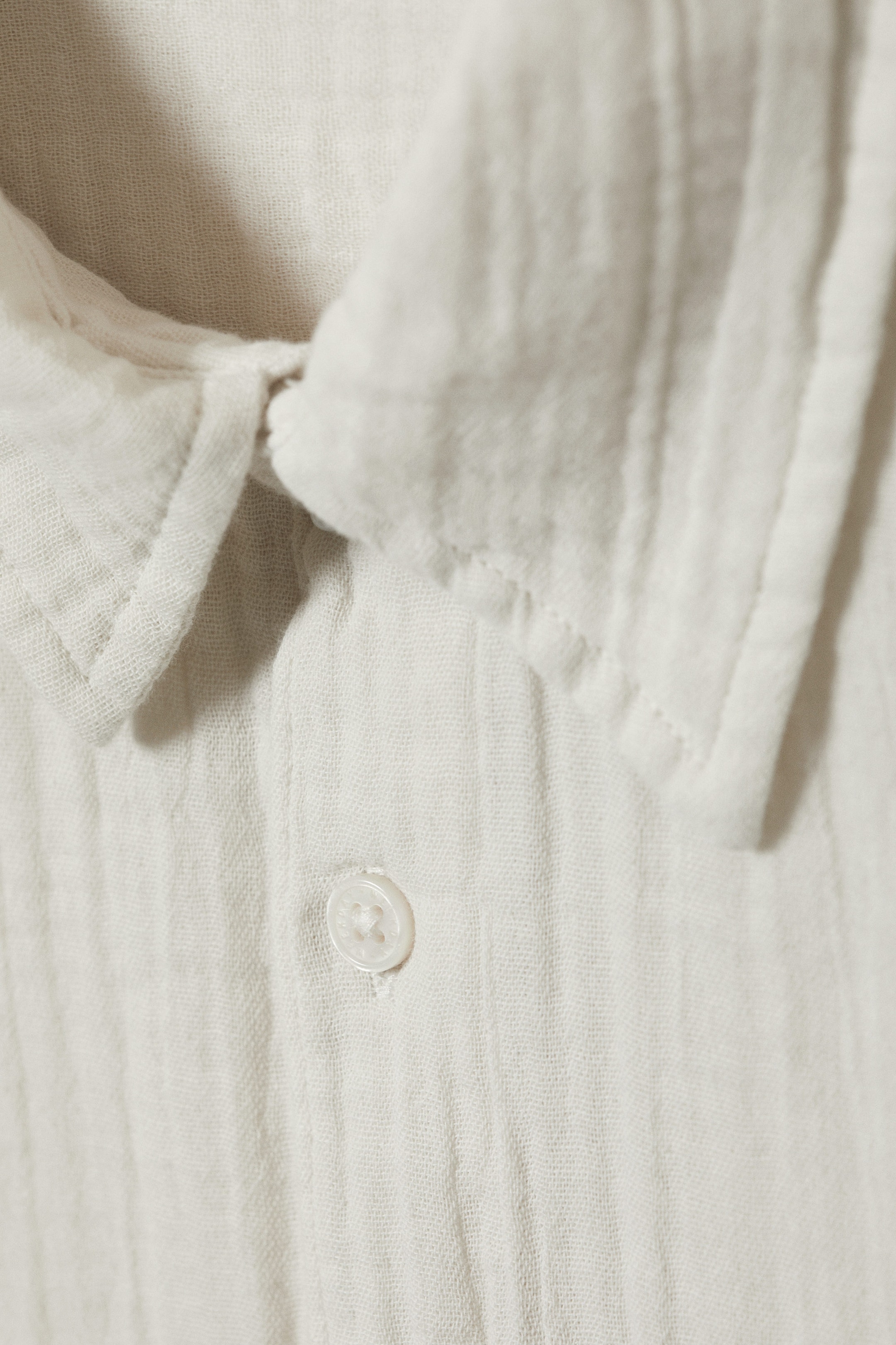 Ecru - Oversized Structured Short Sleeve Shirt - 1