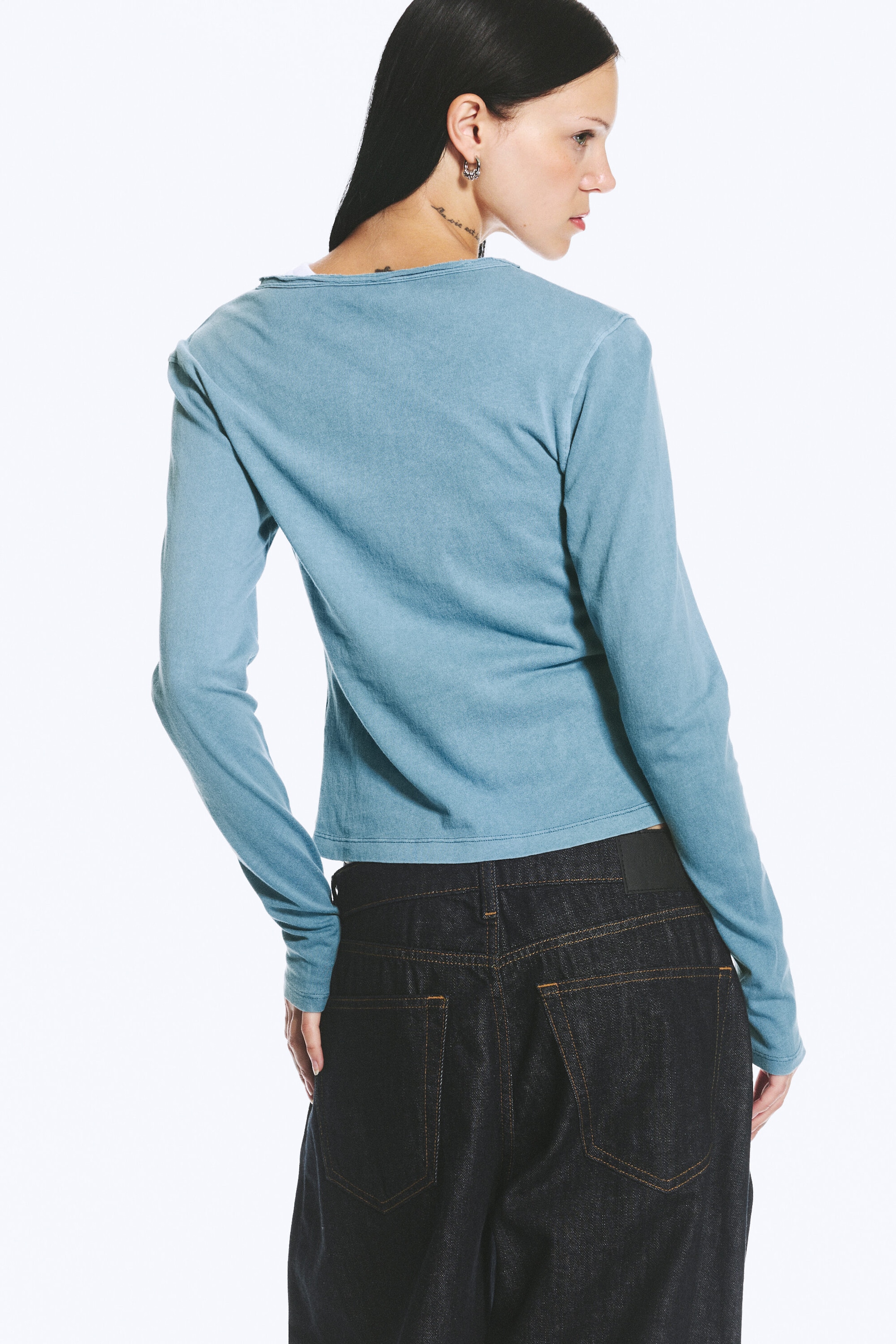 Bleu cendré - Cardigan ajusté en jersey - 3