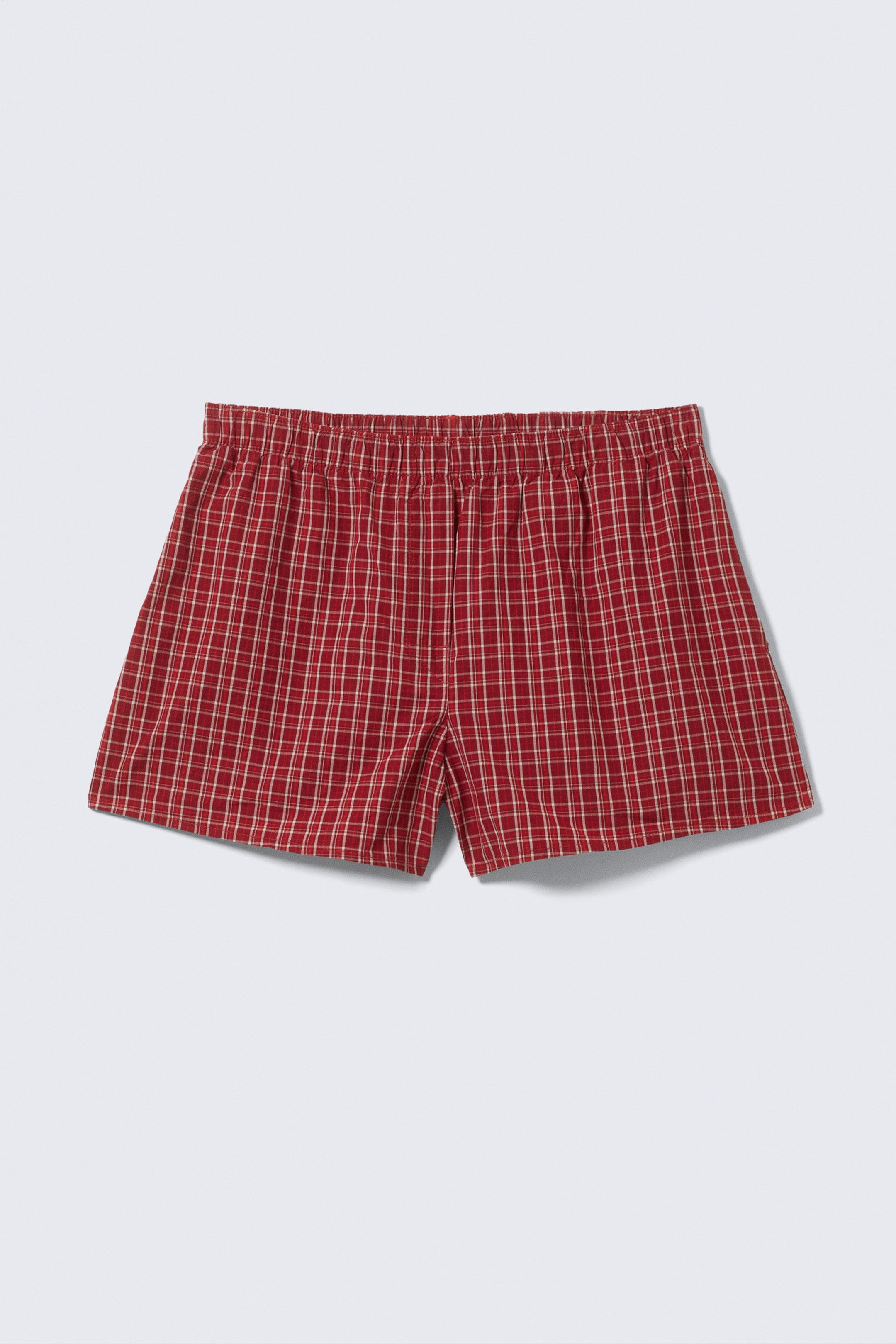 Checked Red - Relaxed Boxer Cotton Shorts - 3