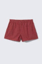 Checked Red - Relaxed Boxer Cotton Shorts - 3