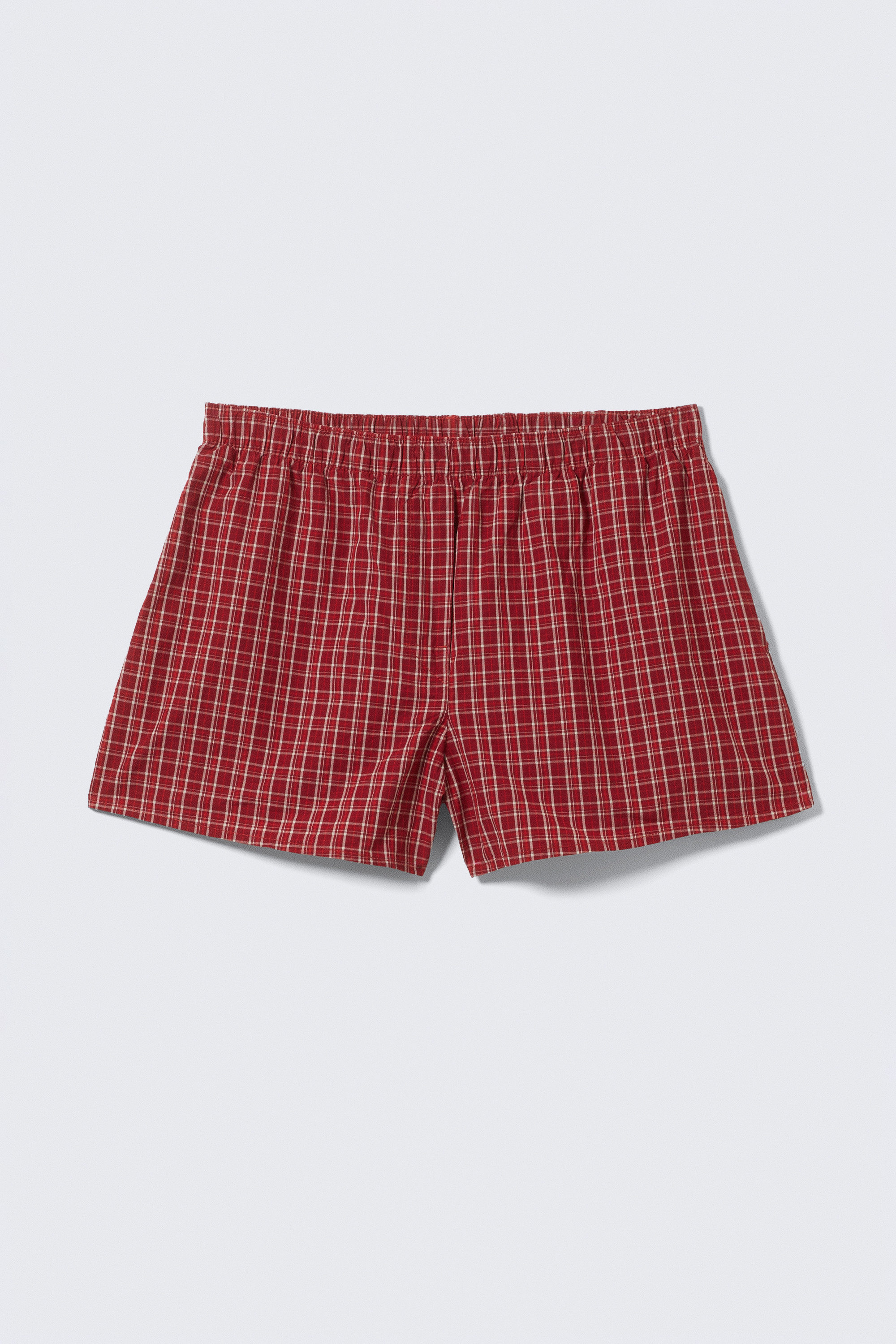Checked Red - Relaxed Boxer Cotton Shorts - 1