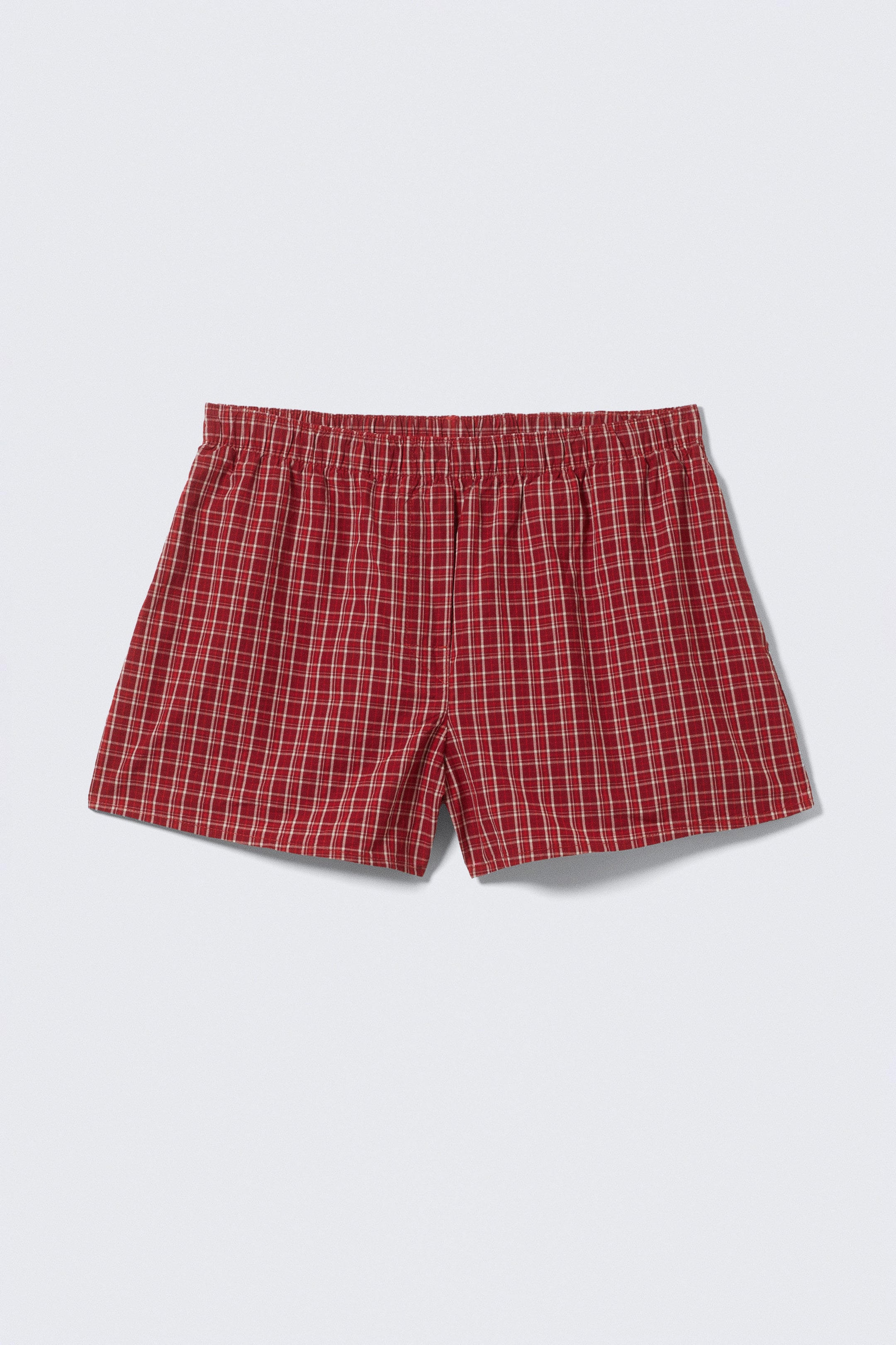 Rutig Röd - Avslappnade boxershorts i bomull - 1