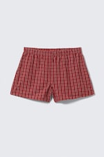 Rutig Röd - Avslappnade boxershorts i bomull - 0