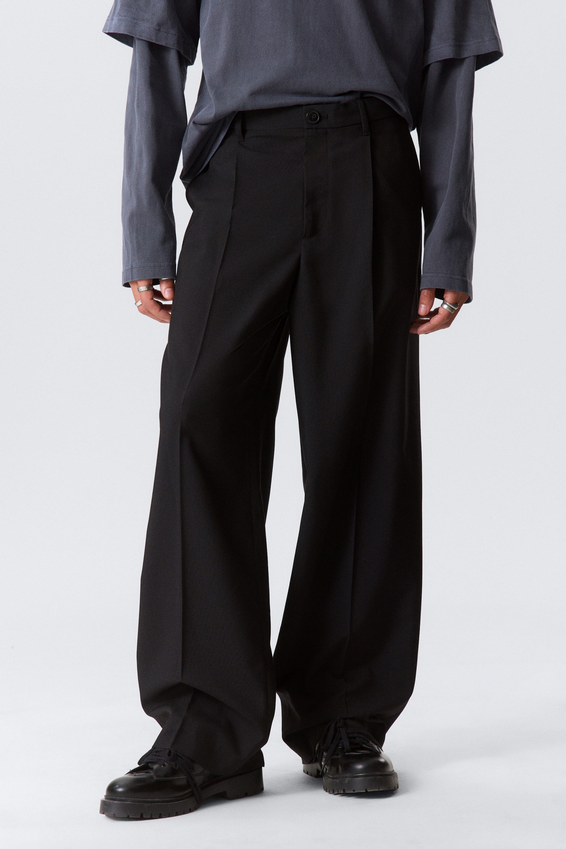 Black - Uno Loose Suit Trousers - 2