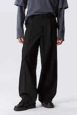 Black - Uno Loose Suit Trousers - 1