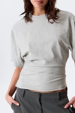Grey Melange - DRAPED FITTED T-SHIRT - 2