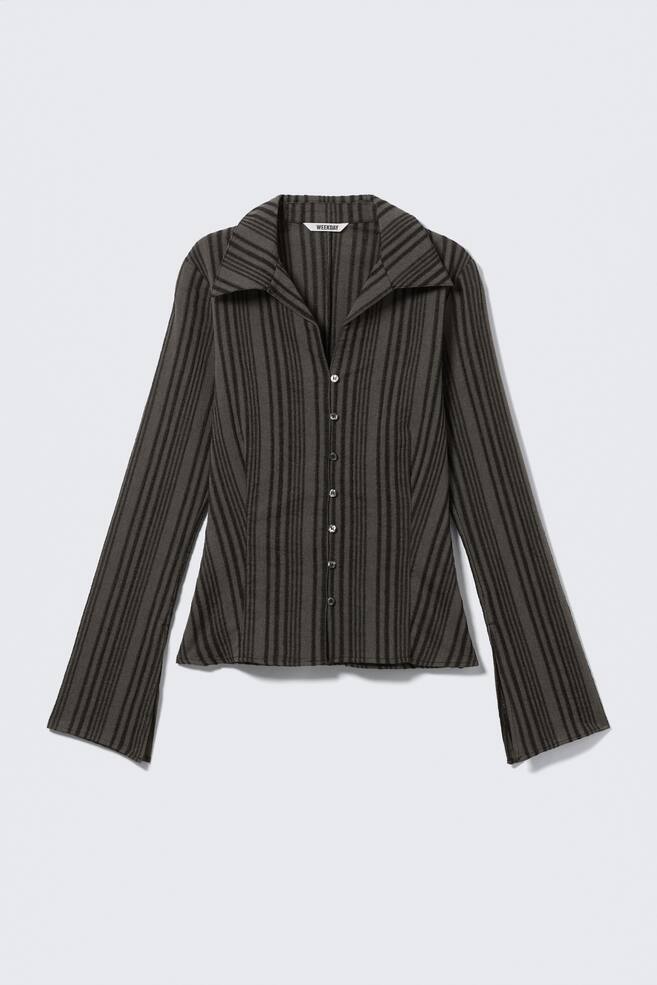 Blouse texturée Slim Fit - Gris foncé rayé/Bleu foncé rayé - 1