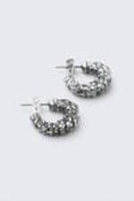 Silver - Smashed Chunky Hoop Earrings - 2