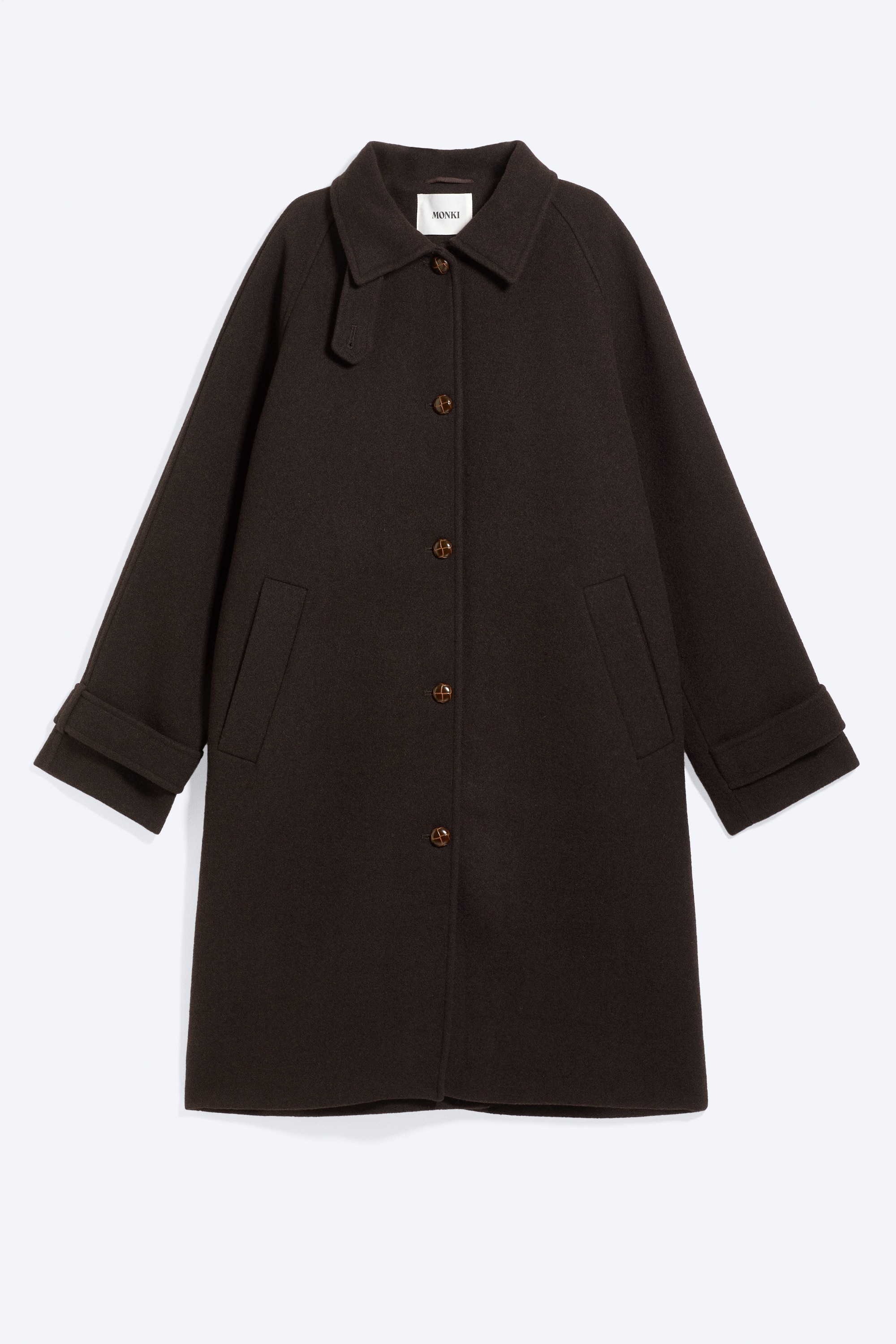 Μάλλινο παλτό με ψηλό γιακά - Σκούρο Καφέ/Σκούρο Μπλε