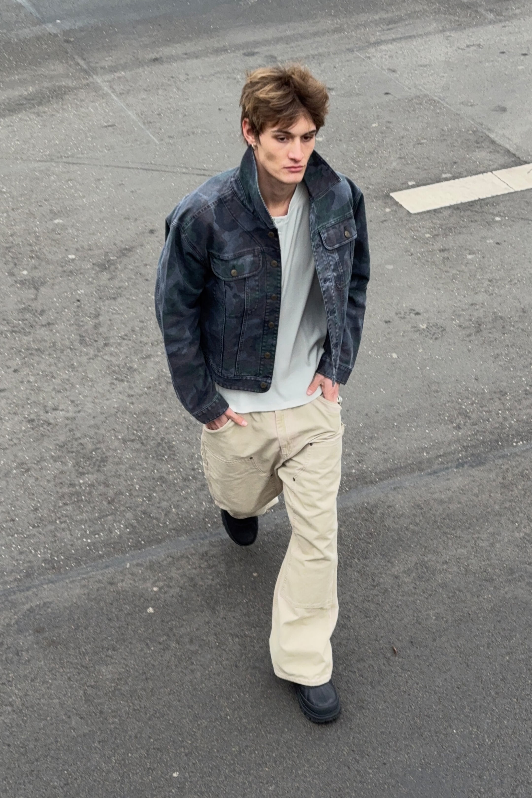 Navy Camo - GIA F RELAXED COTTON TRUCKER JACKET - 1