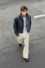 Mörkblå - GIA F AVSLAPPNAD TRUCKERJACKA I BOMULL - 0