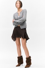 Mörkbrun - Asymmetrisk Midi-Kjol - 0