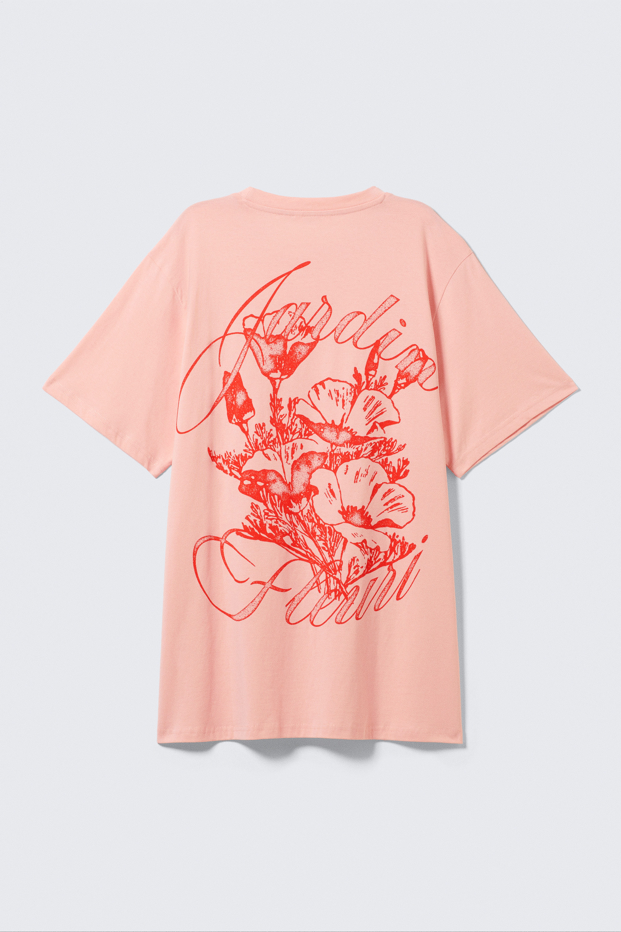 Lichtroze - Bloemenprint - Oversized katoenen T-shirt met grafische print - 2
