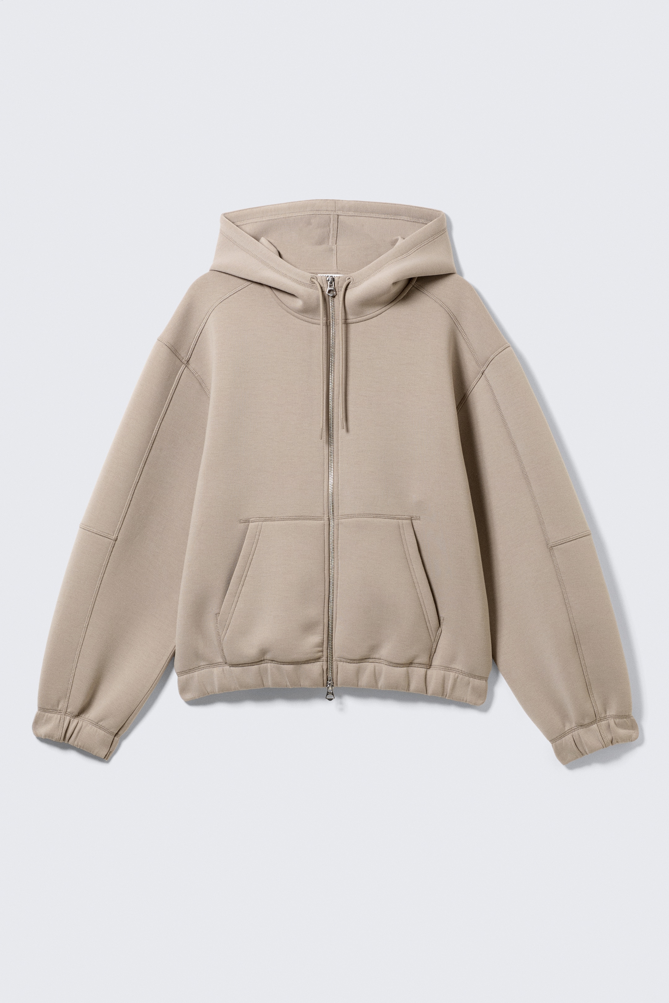 Visa större bild: Loose High-Neck Scuba Zip Hoodie - Ljus dimmig mullvad - HERR | H&M FI 1