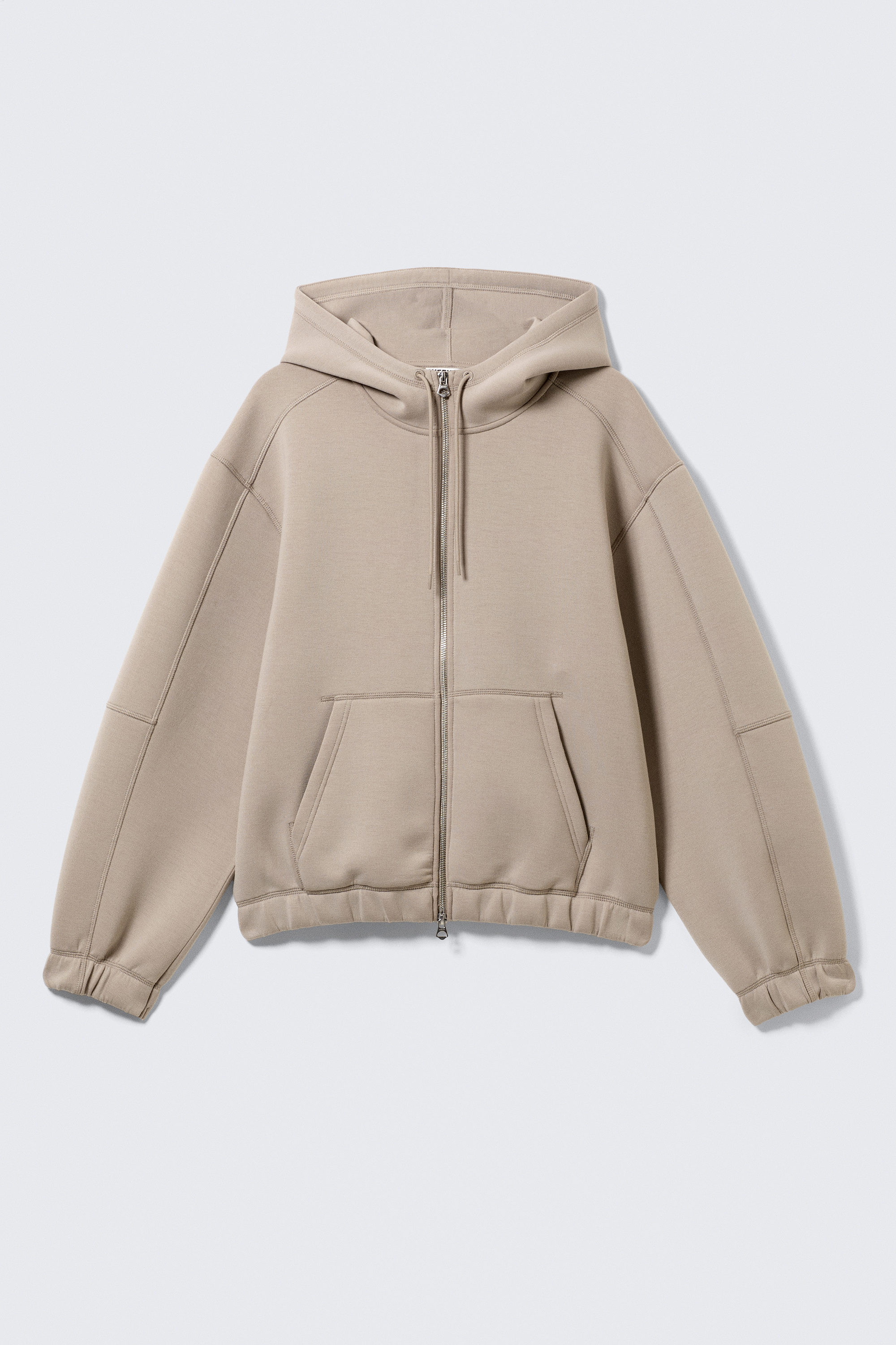 Light Dusty Mole - Loose High-Neck Scuba Zip Hoodie - 1