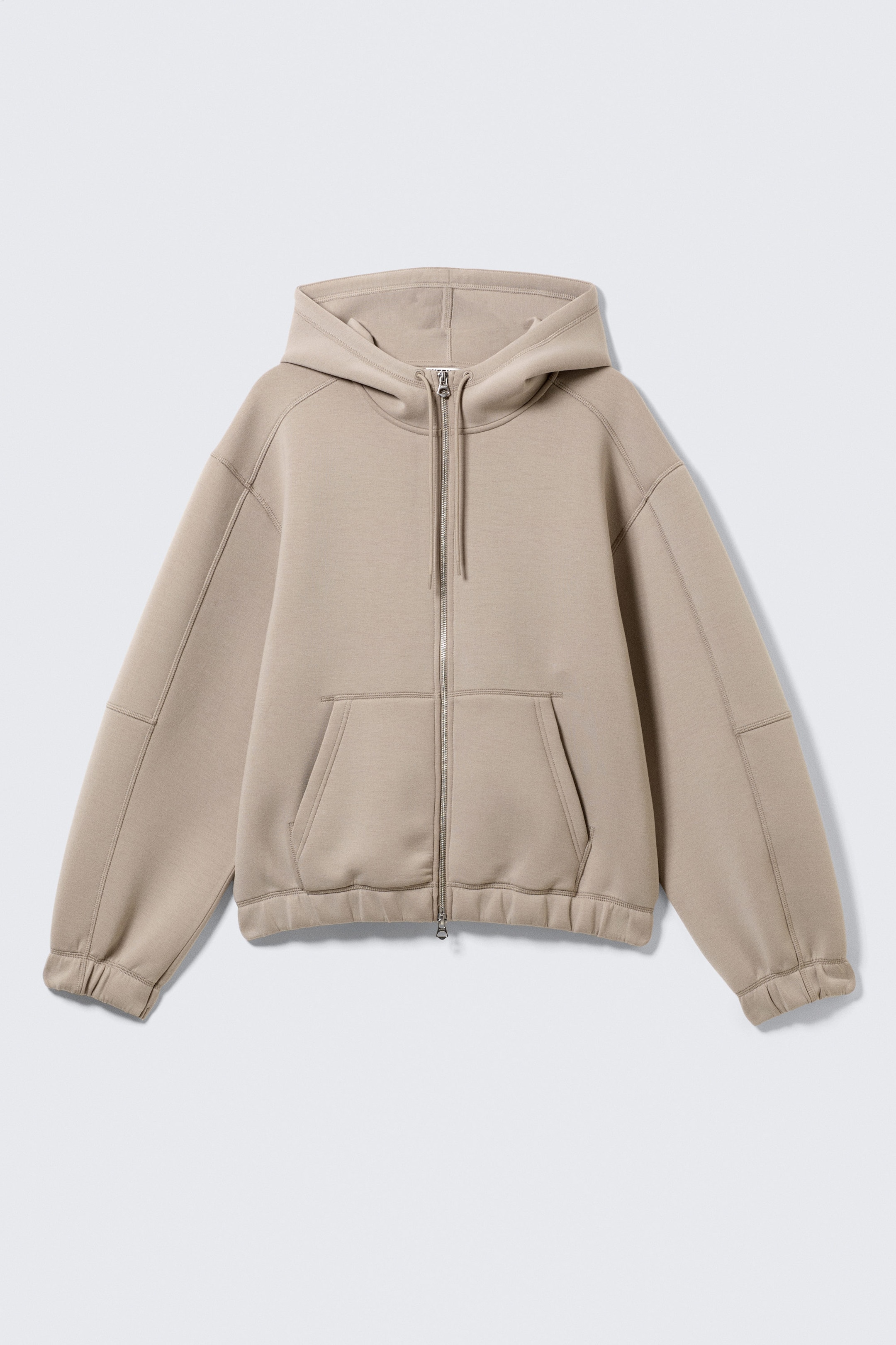 Light Dusty Mole - Loose High-Neck Scuba Zip Hoodie - 4